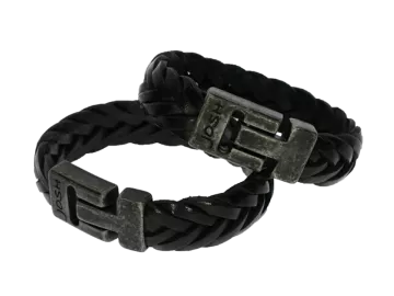 Braided leather bracelet Fey narrow